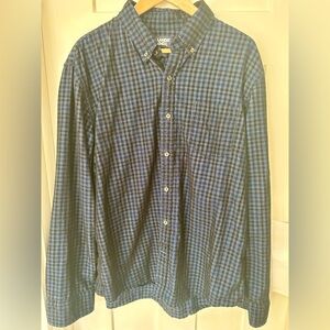 Lands' End Men's Blue Plaid Button-Down Shirt